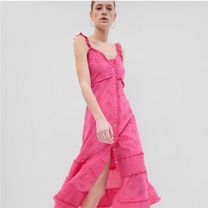 NWT Gap Ruffle Hem Eyelet Maxi Dress